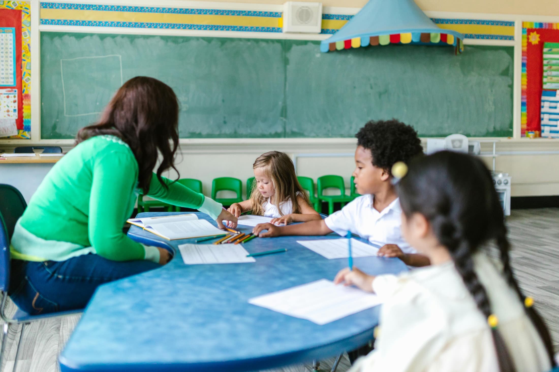 Children learning in a preschool classroom